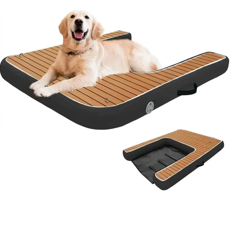 Eco-friendly dog pool dog ramp floating air water dock inflatable floating platform dog boat floating ramp