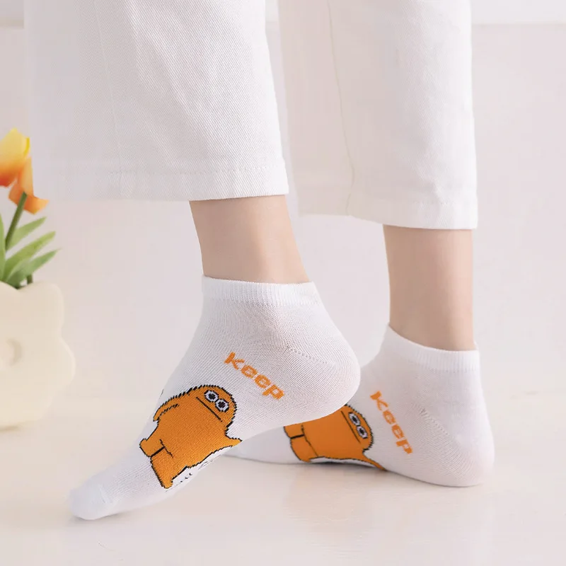 5 Pairs Cartoon Pattern Socks, Comfy & Breathable Crew Ankle Socks, Women\'s Stockings & Hosiery