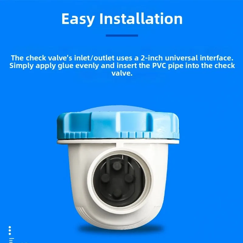

2 Inch PVC Pool Check Valve Featuring Removable Transparent Lid for Easy For Water Flow Monitoring and Cleaning