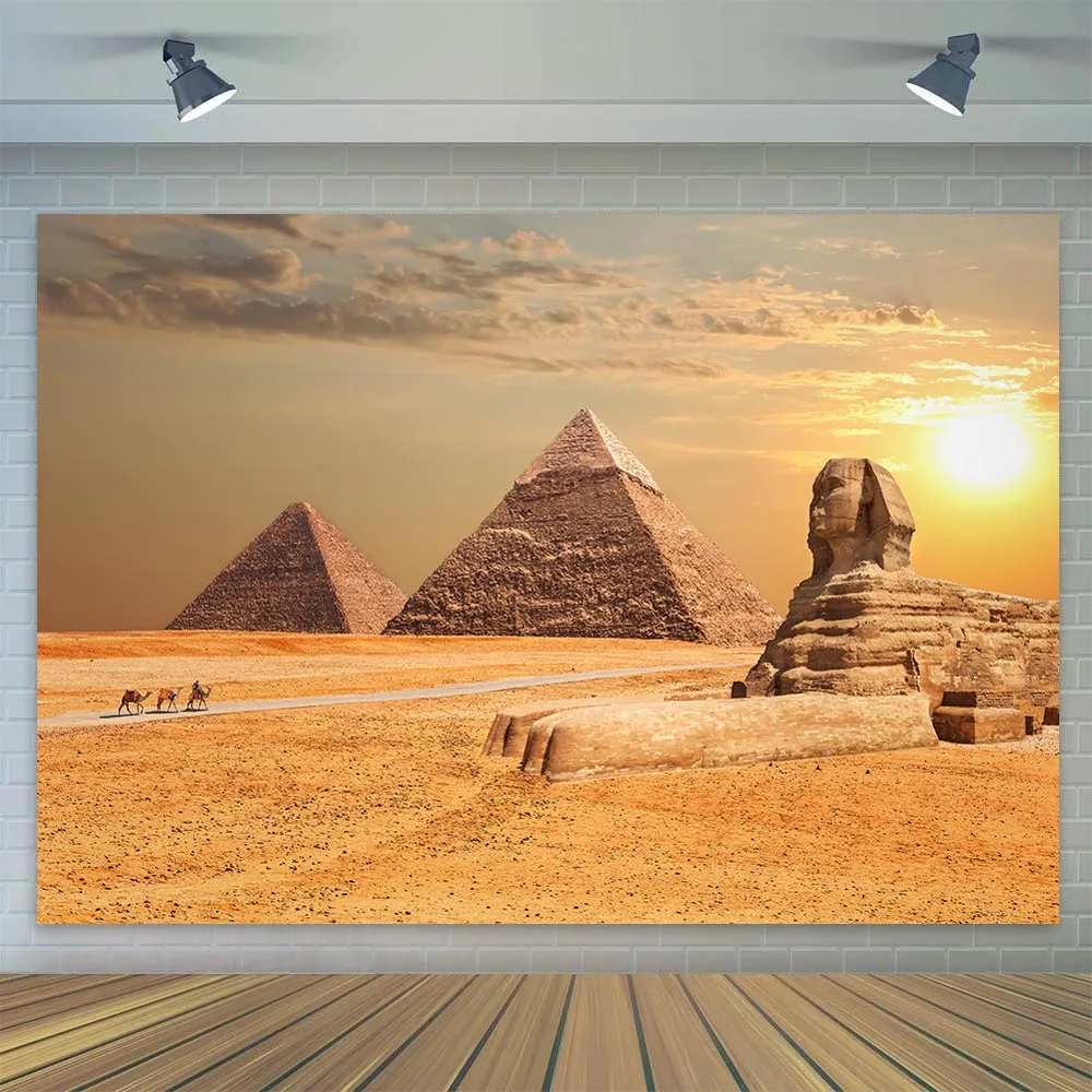 

Egypt Pyramids Backdrop Sphinx Ancient Egyptian Photography Background Travel Tour Photo Shooting Party Decoration Banner Poster