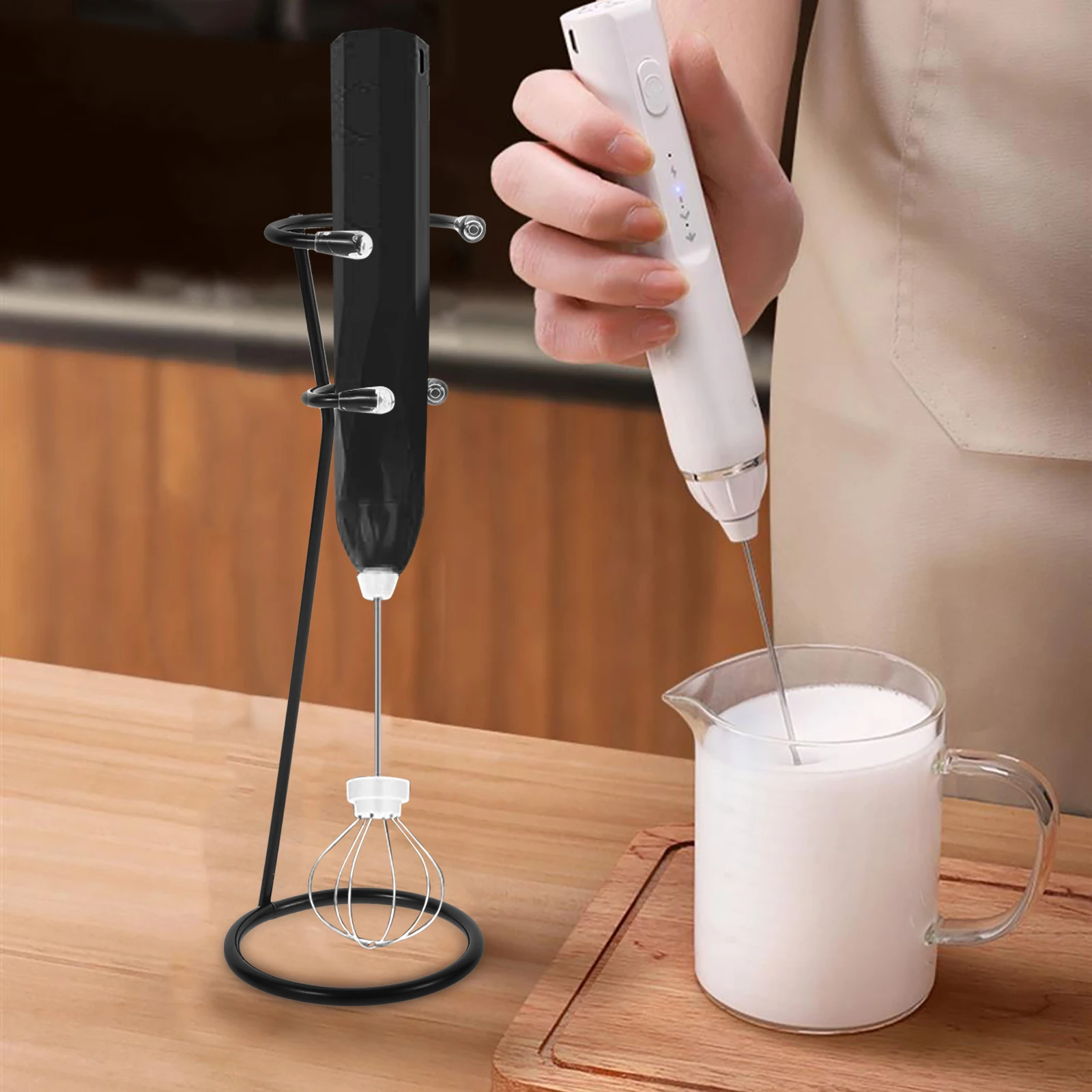 

Stainless Steel Egg Beater Frother Holder Kitchen Gadget Mixer Rack Coffee Desktop Milk Bracket Egg Beater Stand Metal