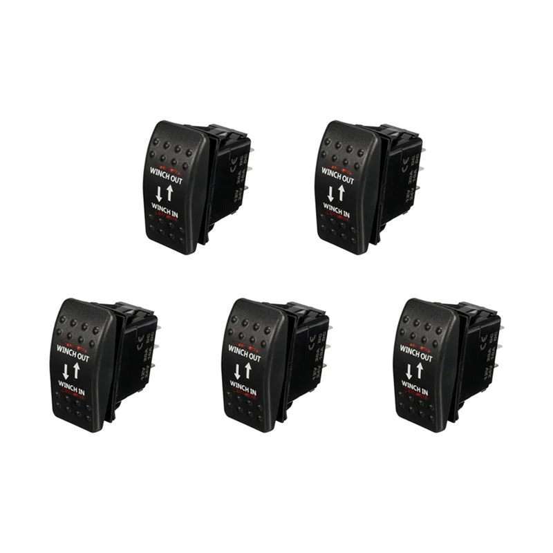 

Редкая лебедка 5X 12 В 20 А, кулисный переключатель ВКЛ-ВЫКЛ-ВКЛ, 7-контактный светодиод, красный