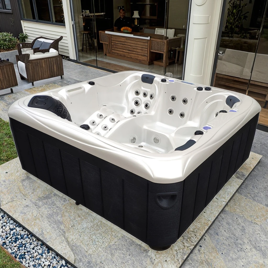 Modern Freestanding Acrylic Bathtub Air Whirlpool Massage Jets  5 Person Villa Use Speakers for