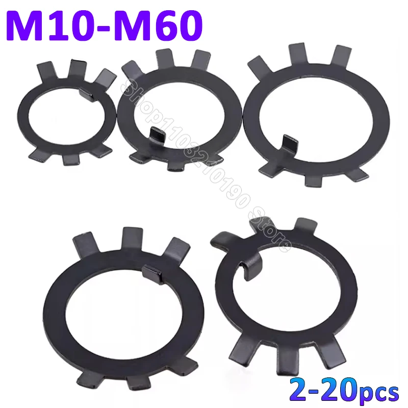 2-20pcs Lock Gasket Spacer GB858 M10 M12 M14 M16-M60 Black Carbon Steel Lock Washers Retaining Stop Washer For Slotted Round Nut