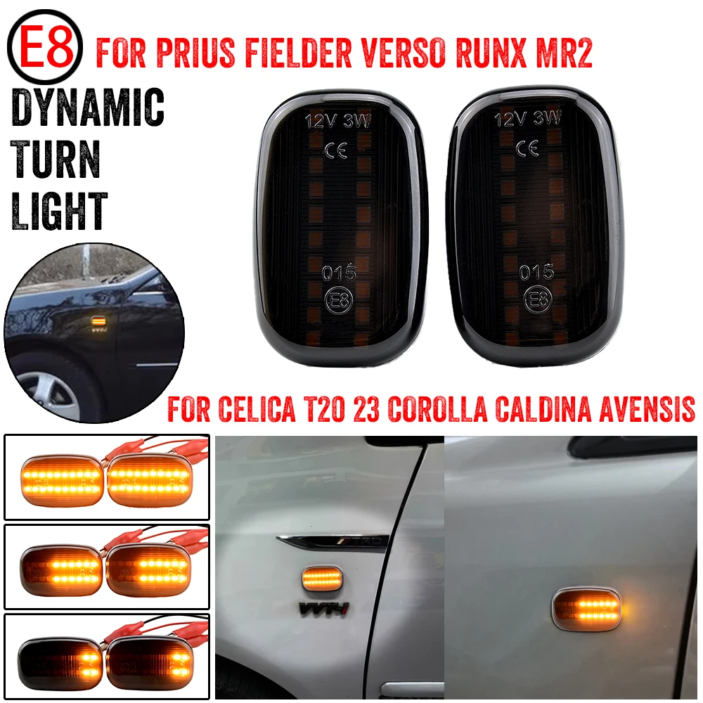 For Toyota Corolla Celica Caldina Camry Hilux Probox Fielder Avensis RAV4 Prius Runx Led Dynamic Side Marker Turn Signal Lights