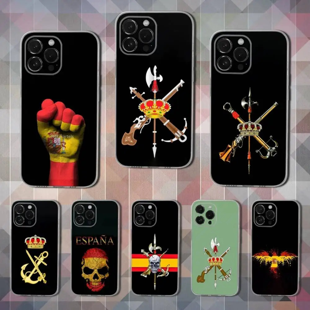 

Hot S-Spanish L-Legion Flag Phone Case For iPhone 16,15,14,13,12,11 Pro,Max,Plus,X,XS,XR,SE,Mini Transparent Soft Cover