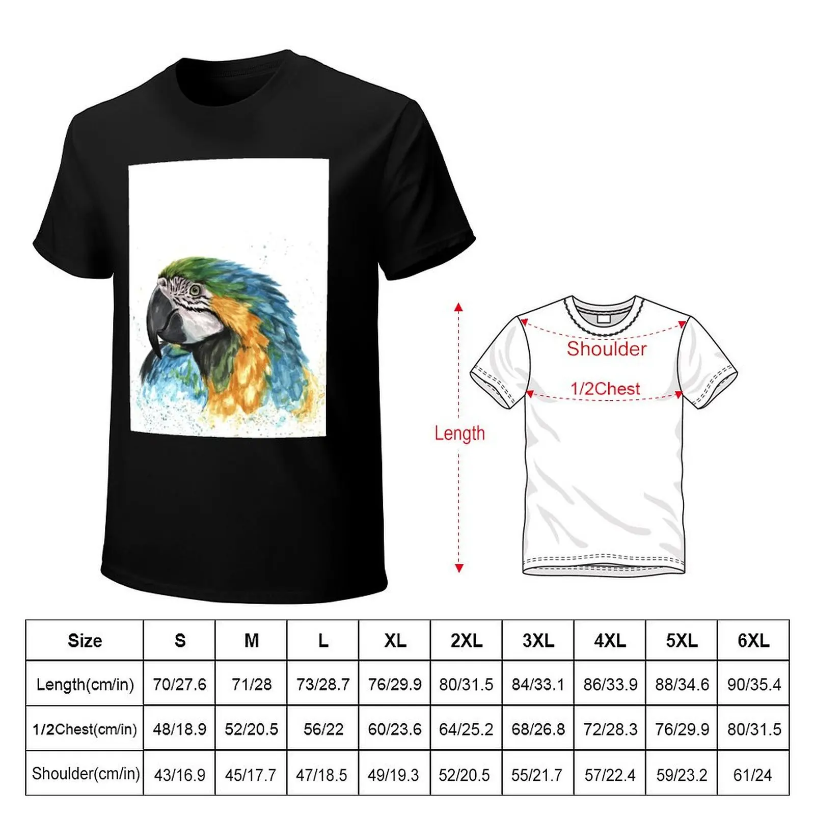 Blue macaw T-Shirt Plus Size Basic Cotton T-Shirt