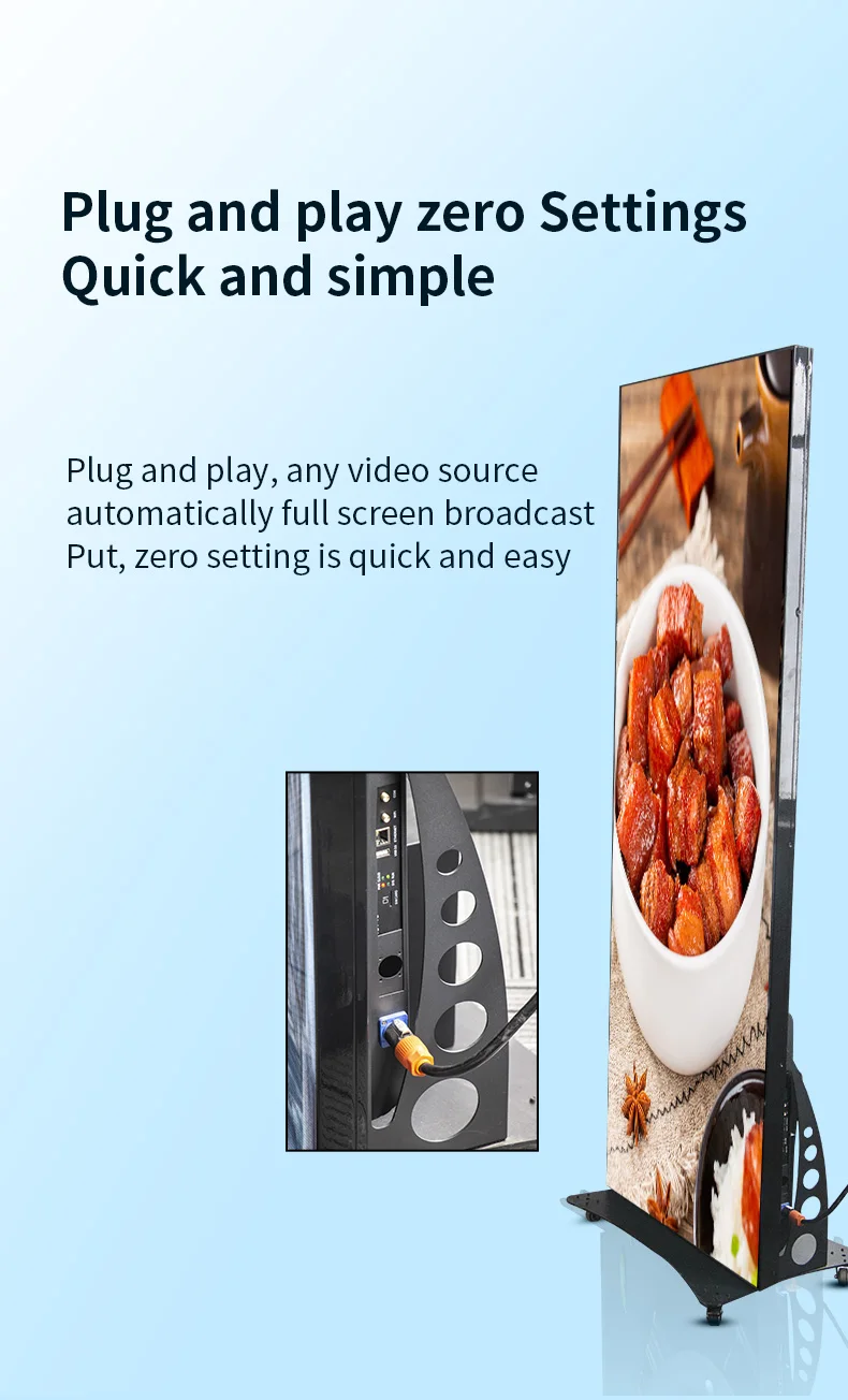 High Brightness Portable P2-P4 LED Poster Display Full-Color Indoor and Outdoor Advertising Screen Panel