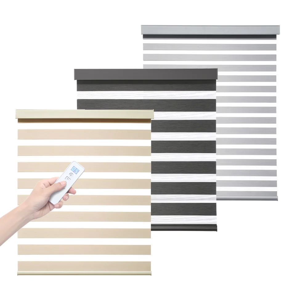 Electric Smart Blinds Window Curtains Living Room Motorized Blackout Zebra Fabric Blinds Christmas Vertical Zebra Shades