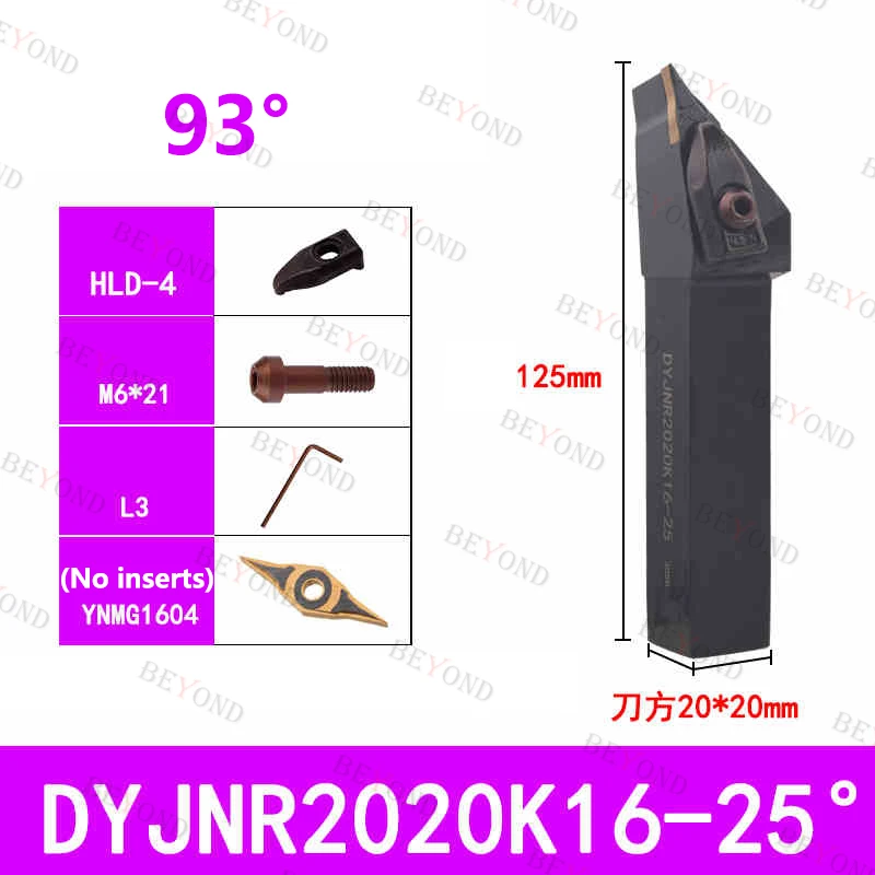 BEYOND DYVNN DYJNR 1616 portaherramientas de torno DYVNN1616H16 DYJNR1616K16 DYQNR2525M16 insertos de carburo CNC de 25 grados YNMG160404 DYJNL