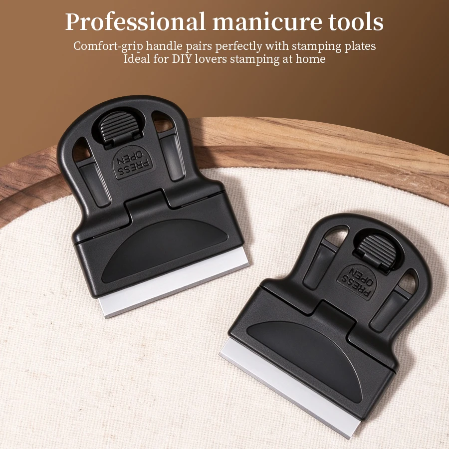 `Nail Art Stamping Scraper Replaceable Blade Press-to-Open Nail Stamp Template Scraper Manicure Gel Polish Clean Removal Tool` - view 4