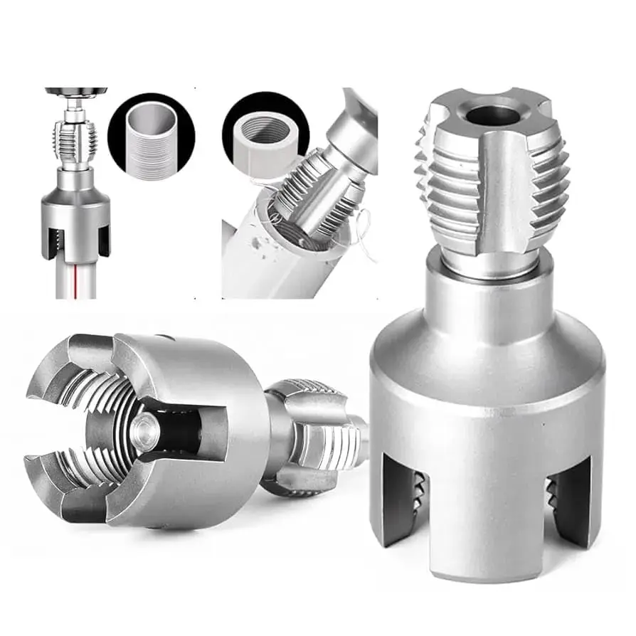 Professional Integrated Internal External Pipe Thread Cutting Tool Electric Drill Compatible PVC Pipe Threader Kit for Plumbing