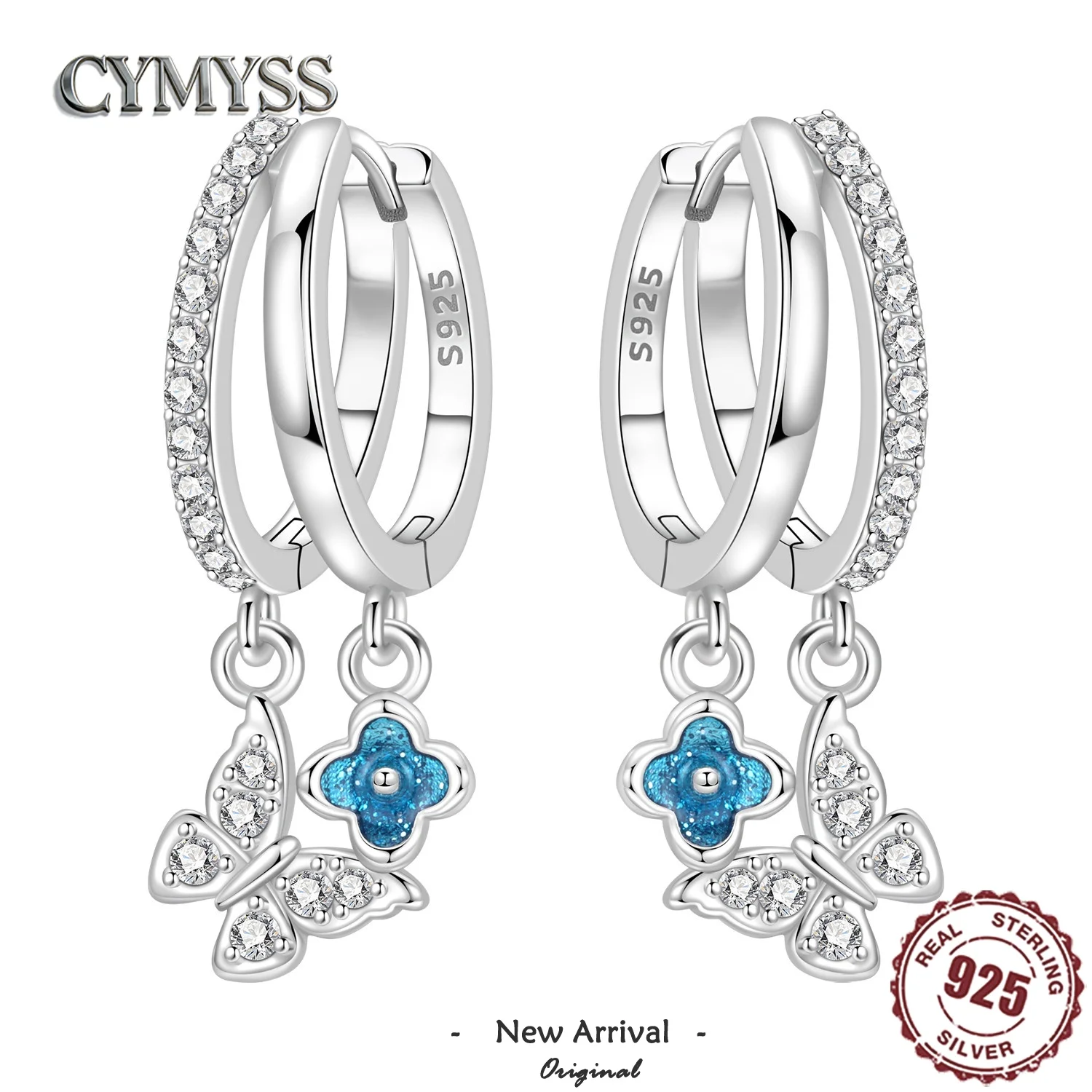 Original 925 Sterling Silber Ohrringe, exquisite Insekten-Schmetterlings-Ohrringe, edler Schmuck, Geschenk für Frauen, für den Alltag, Partys, Geburtstage