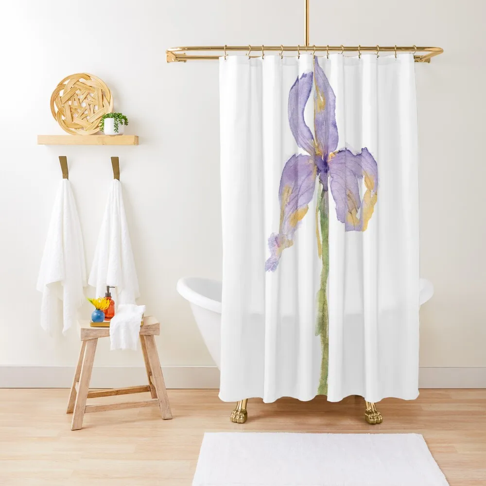 

Purple and Yellow Iris Loose Watercolor Shower Curtain Modern Bathroom Accessories Modern Showers For Bathroom Curtain