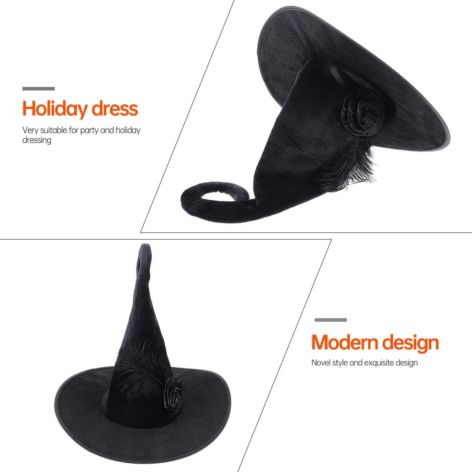 Performance Hat Cosplay Halloween Costume Women Witch Accessory Black Witches Hats Masquerade Wizard Clothing