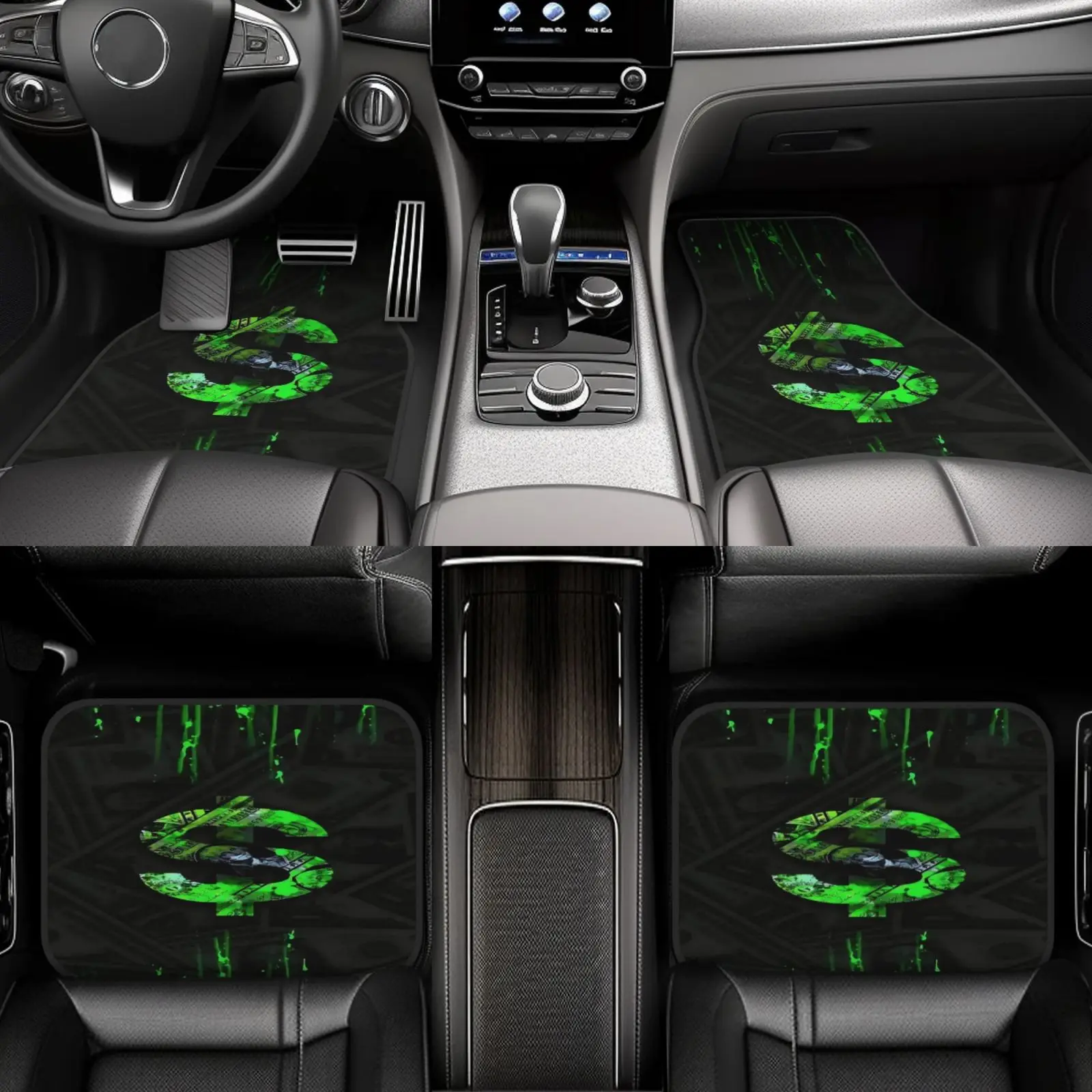 4pcs Stylish Car Floor Mats With Creative Print Design, Suitable For Trucks, Cars& SUVs - Keep Your Vehicle Neat, Elegant Style,