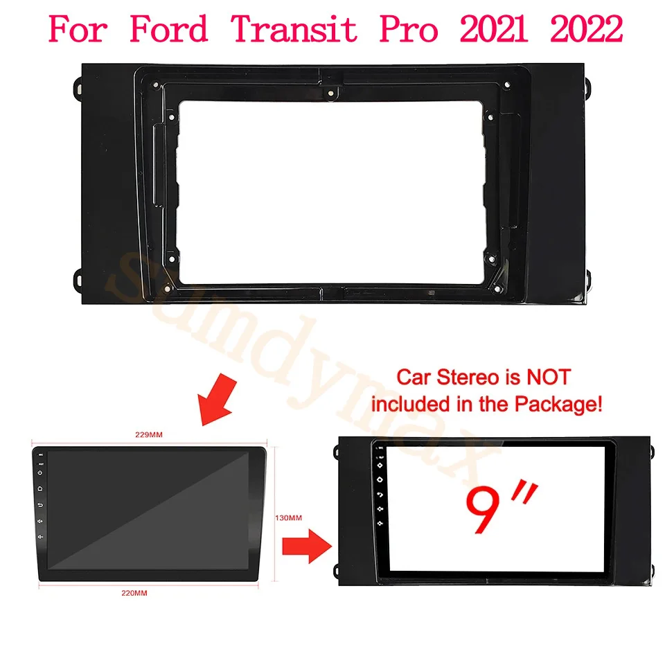 

9inch Car Radio Fascia for Ford Transit Pro 2021 2022 DVD Stereo Frame Plate Adapter Mounting Dash Installation Bezel