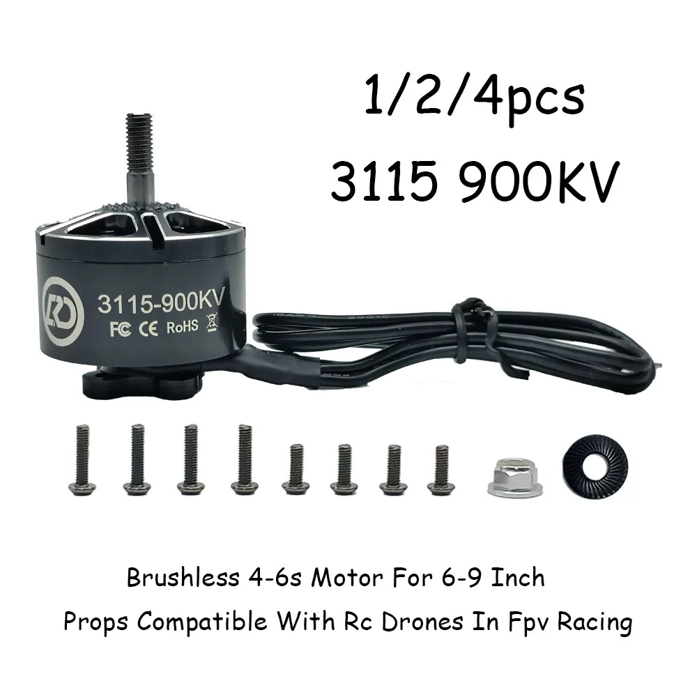 1/2/4pcs 3115 900KV Brushless 4-6s Motor For 6-9 Inch Props Compatible With Rc Drones In Fpv Racing