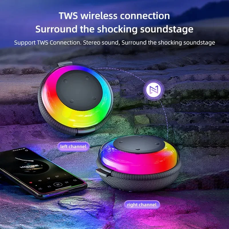 Mini alto-falante bluetooth tws estéreo subwoofer ao ar livre portátil caixa de música luzes rgb sem fio caixa de som caixa de música chamada handsfree