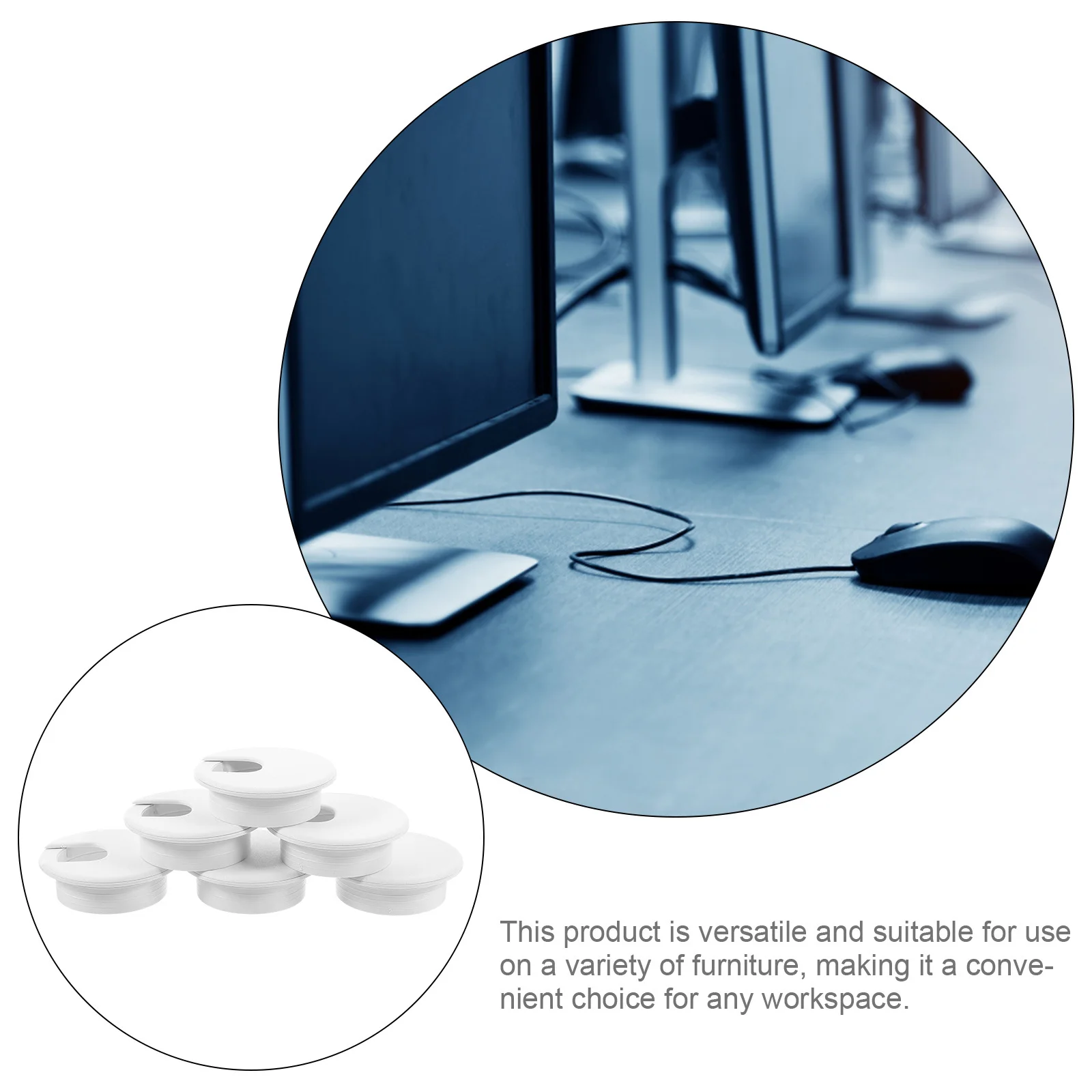 

20Pcs Cable Grommet Durable ABS Wire Hole Cover Desk Organizer Round Cord Hole Plug Large Capacity for Office Furniture