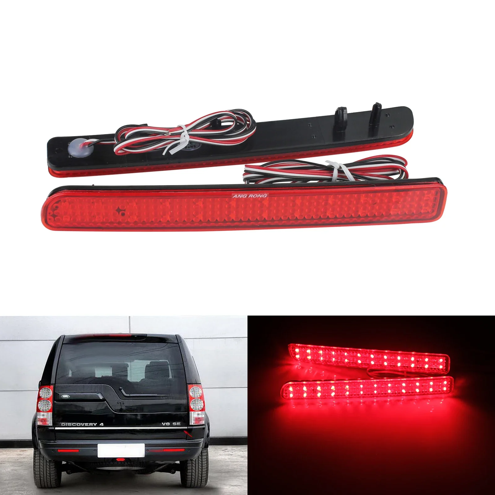 ANGRONG 2x Red LED Rear Bumper Reflector Brake Stop Tail Light For Land Rover Range Rover Sport L320 Discovery 3 4 LR3 LR4