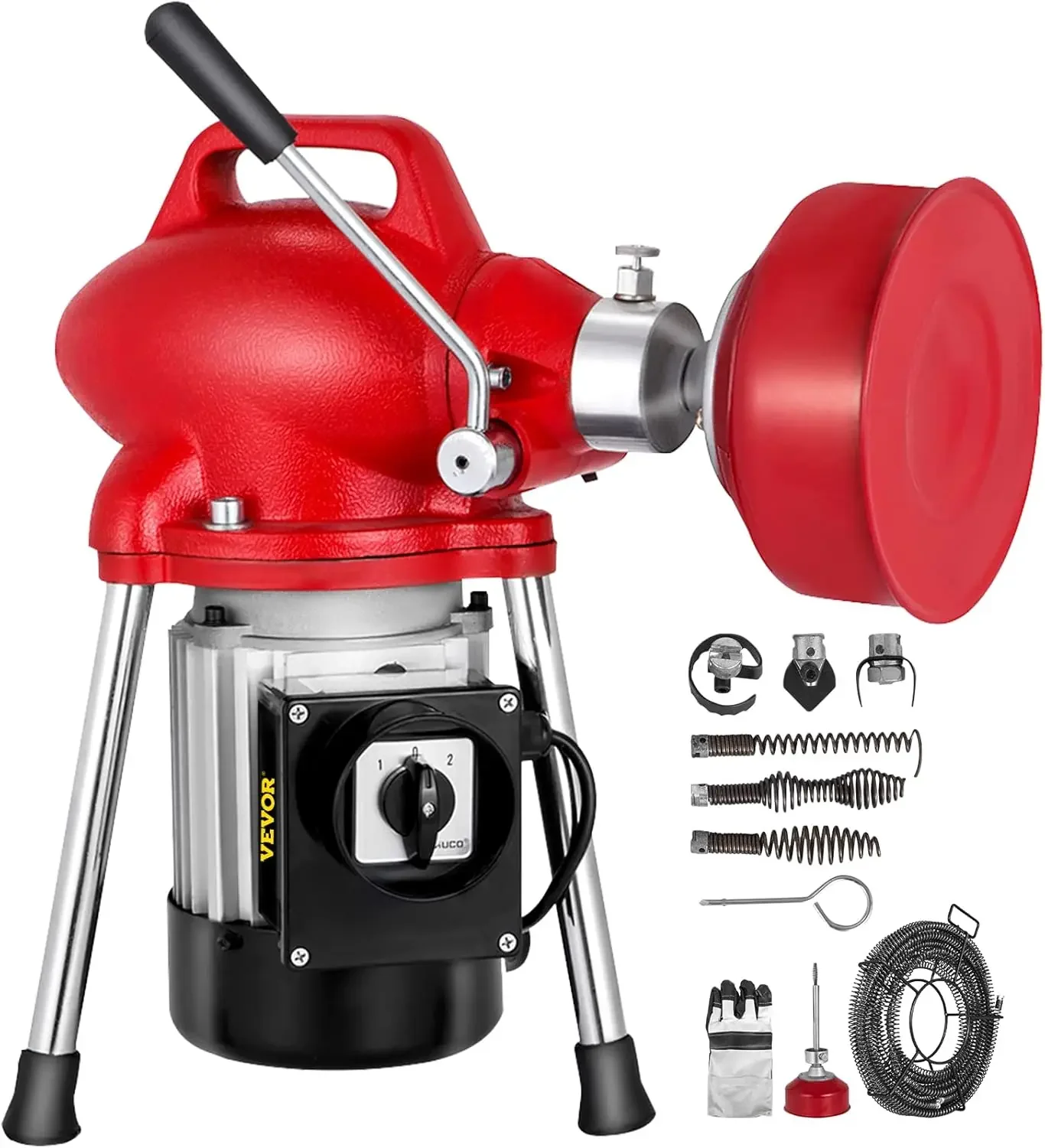 

Машина для очистки канализации, 2 кабеля мощностью 250 Вт, электрический сливной шнек для труб диаметром от 3/4 до 4 дюймов, вращение с функцией автоматической подачи и 6 резами