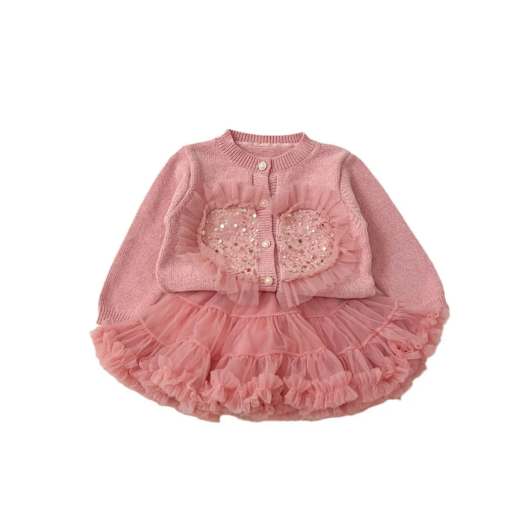 فتاة سترة الخريف الشتاء سترة الحياكة الترتر لا مقنعين طويلة الأكمام لطيف الاطفال الملابس سترة سترة مقبلات تنورة #5