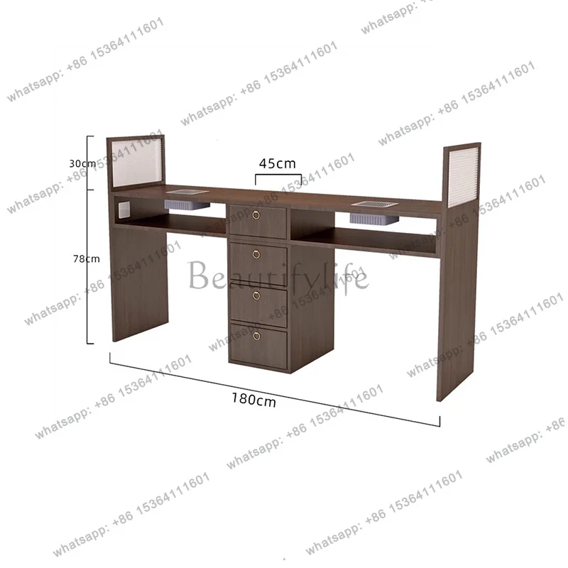 YJ Retro Aesthetic Nail Table Multifunction With Drawers Premium Simple Nail Desk Trendy Unique Mesa De Manicura Salon Furniture