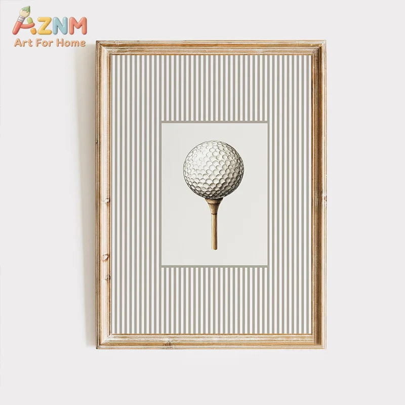 AZNM Vintage Sports Canvas Wall Art Football Soccer Ice Skate Baseball Print for Boys Room Decor No Frame view 2