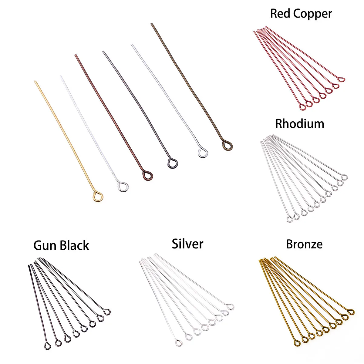 200 Teile/los 10-50mm Flachkopf Kugelkopf Auge Kopf Pins Anschlüsse für Halskette Anhänger DIY Schmuck Machen Zubehör Liefert – Detail 1