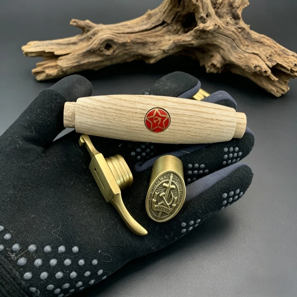 Natural Solid Wood Handle With Brass Protection Kit, Durable DIY Craft Hardware Making Accessory
