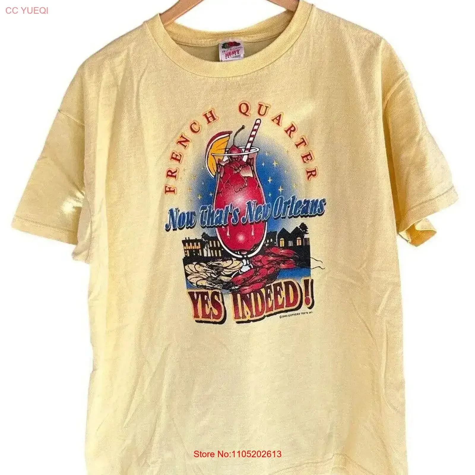 

Желтая футболка French Quarter New Orleans, винтажная стираная футболка с рисунком, дышащая уличная одежда, модная, удобная, повседневная