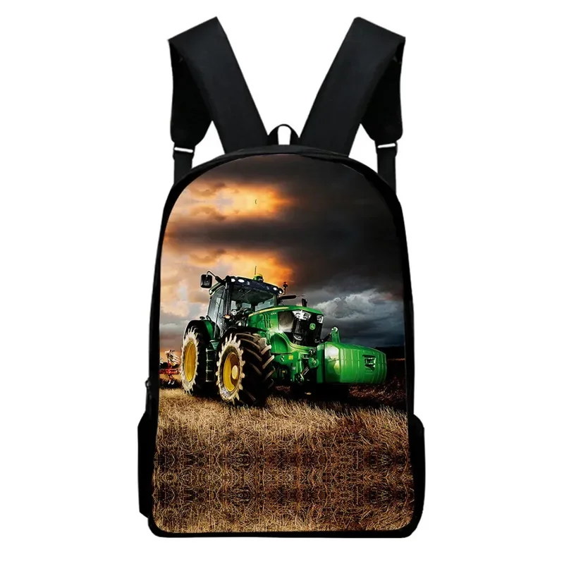 Tractor pattern backpack set teenagers Boys Girls toddler Harajuku cartoon kid school book bags men women rock mochila Bolsa