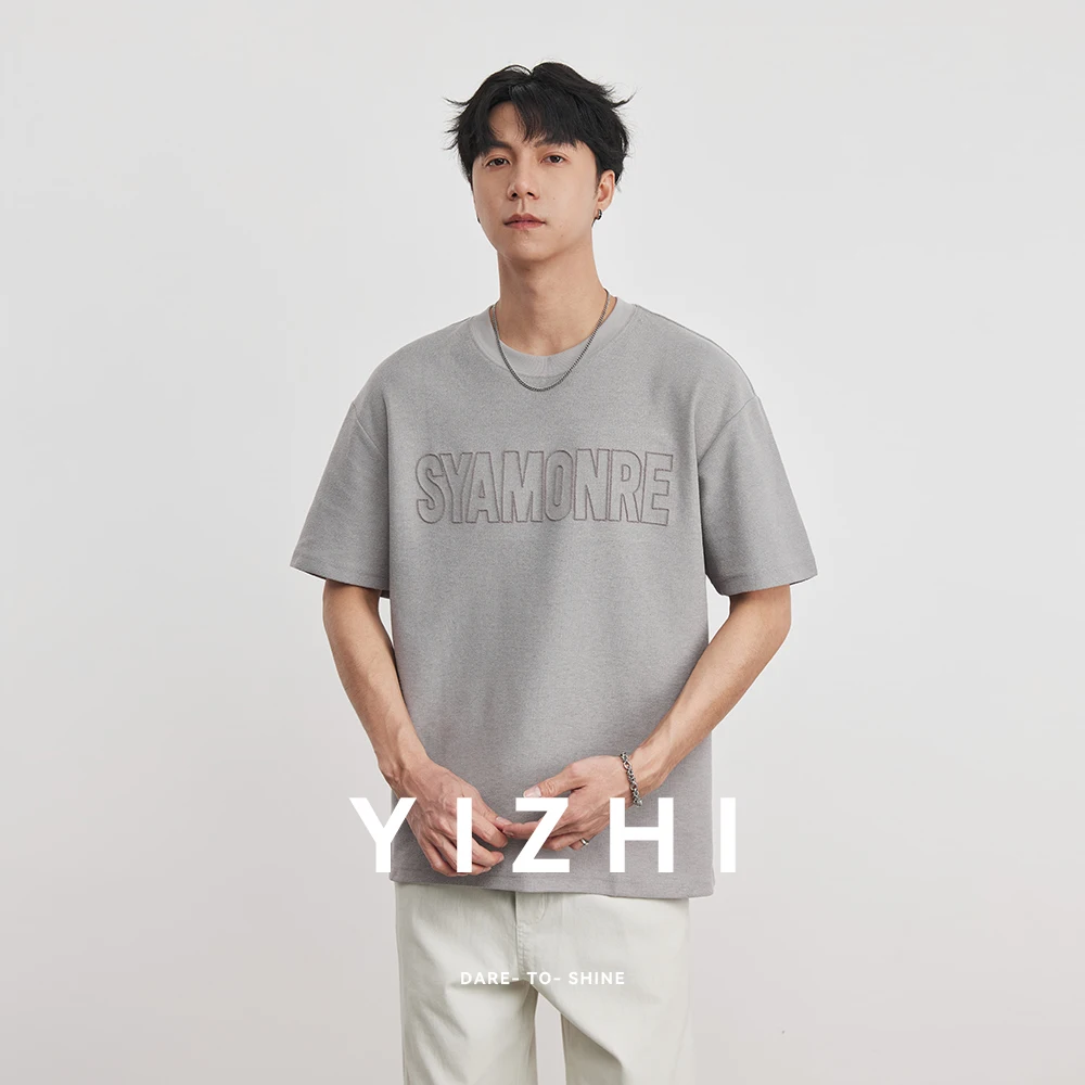 

Fashion Embroidered Round Neck Short-sleeved T-shirt Men Summer 2026 New Breathable Men's Half-Sleeved T-shirt Top Trendy