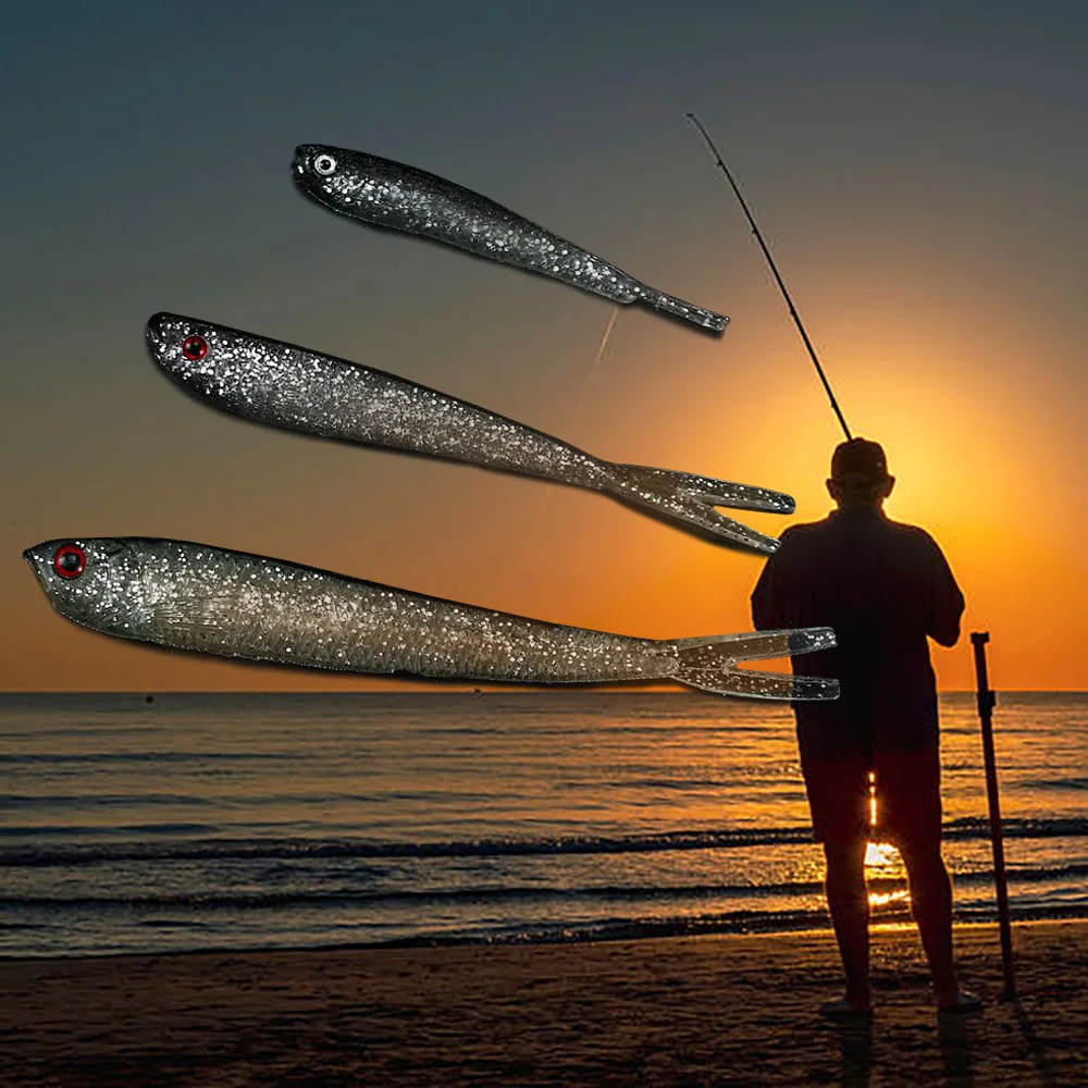 Señuelos blandos vinilo con cola bifurcada para pesca de lubina - imagen 2