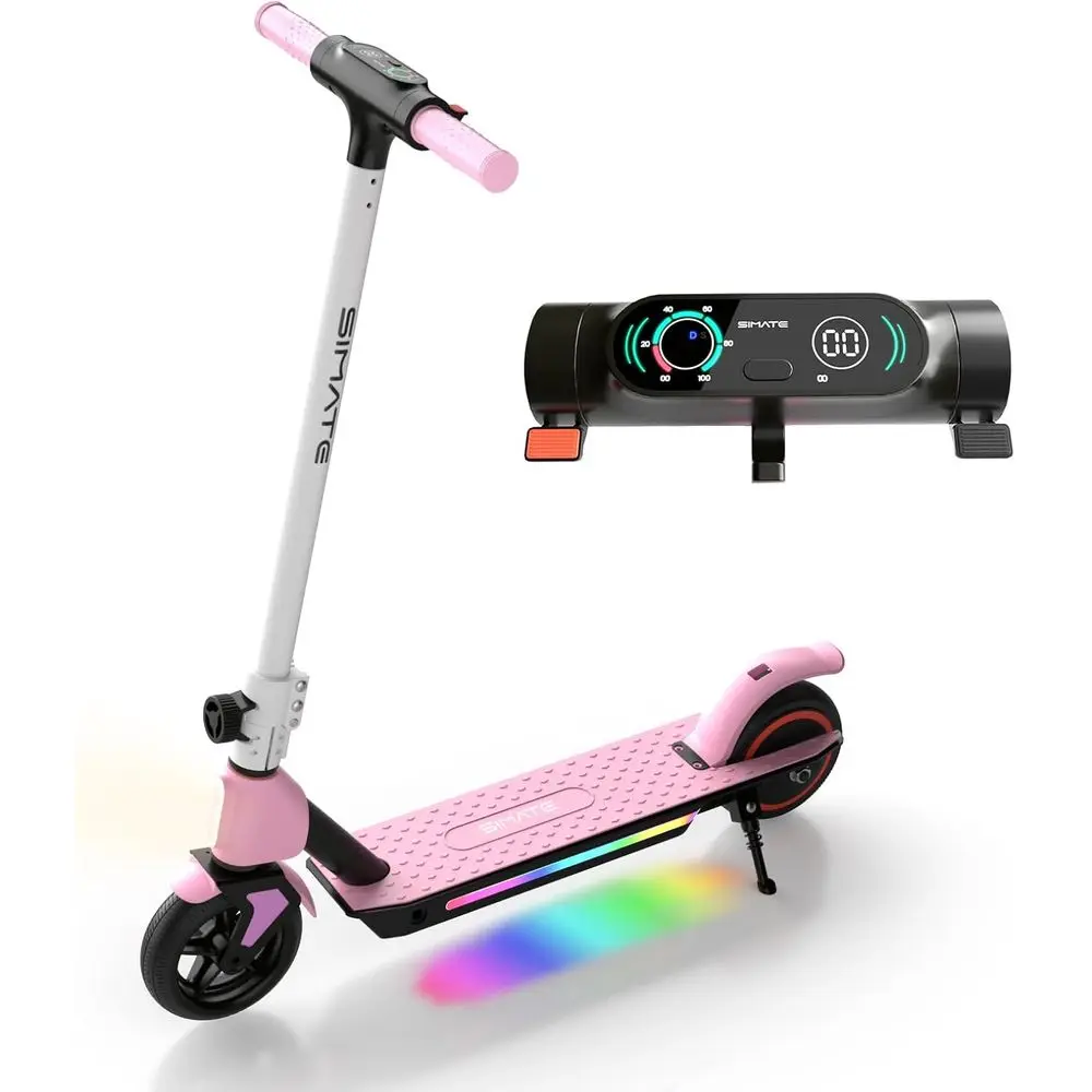 

Durable LED-Lit Electric Scooter for Kids 6-14, Up to 40 Mins Ride, 8.7 MPH Speed