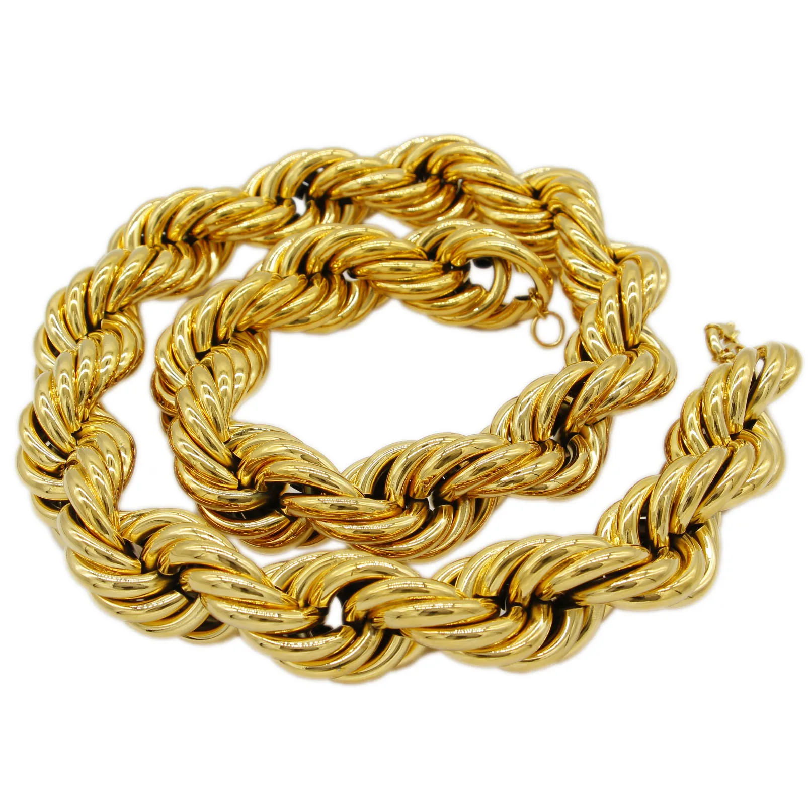 Adixyn Fashion Exaggeration Wide Twisted Singapore Chain for lovers Gold Color/Copper Thin Necklace Bracelet Jewelry Wedding