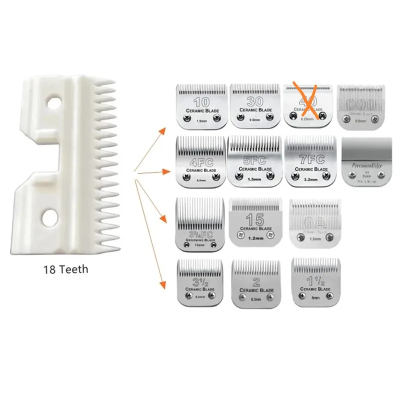 Coarse Ceramic 18 Teeth Cutter Pet Replacement Blade For Andis, Oster A5, Walh KM Series Clipper Detachable blades，(not fit #40)