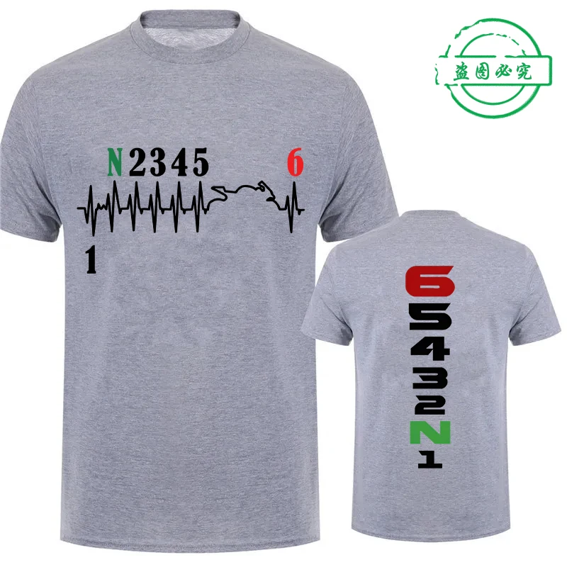 1N23456 معدات الدرجات النارية الرجال الشارع الشهير أوم التحول موضة نبضات القلب السائق الجرافيك القمم قميص تي شيرت غير رسمي للرجال الملابس #5