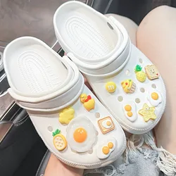 DIY Food Breakfast Fried Eggs Shoe Charms Set Girls Gift Shoe Buckle Accessories Whole Set Hot