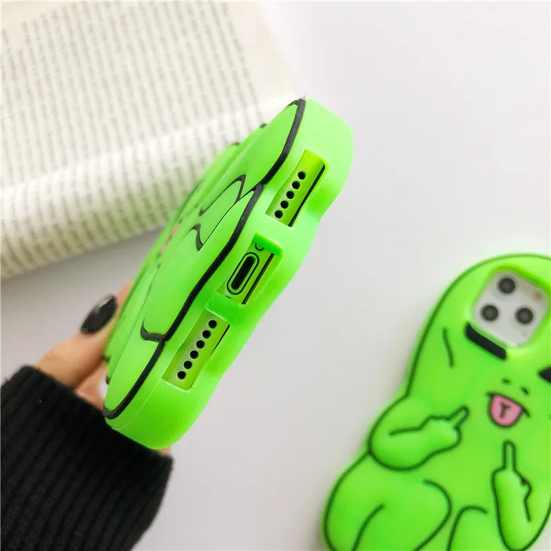 Caso de telefone alienígena engraçado, Funda de borracha de silicone macio, iPhone 15 Pro Max, 14, 13, 12, 11, XS, XR, X, 8, 7, 6 Plus