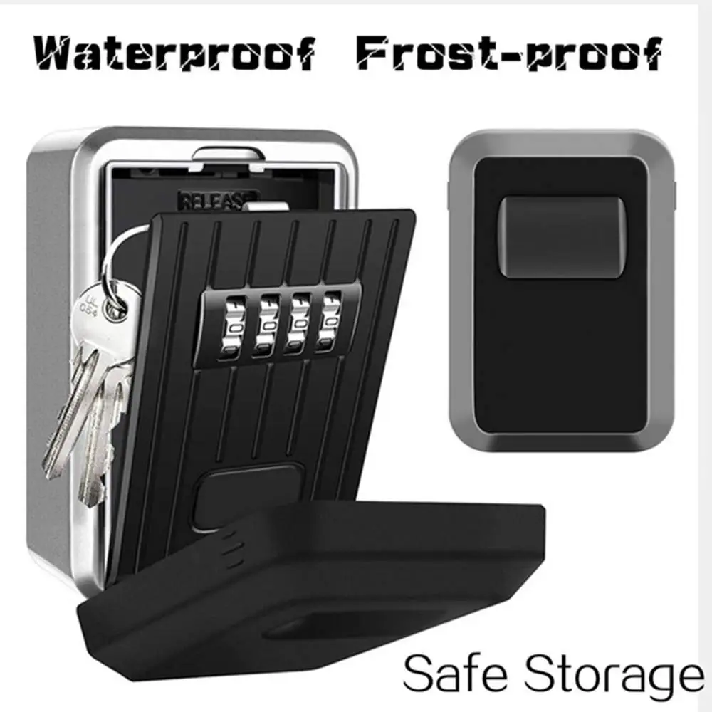 Outdoor Rustproof Waterproof Wall Mounted Key Safe Box 4 Digit Combination Password Key Holder Safe Key Box Security Storage