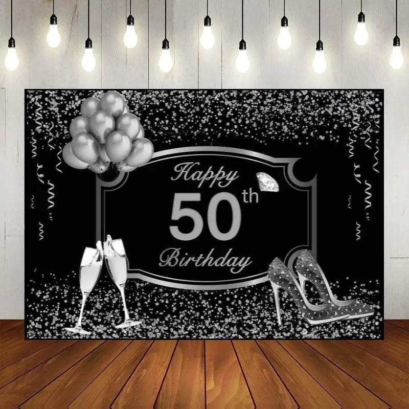 

Background Decoration 50years The Breath of Youth Balloon Photography Happy 50th Birthday Party Wall Backdrop Photo Banner