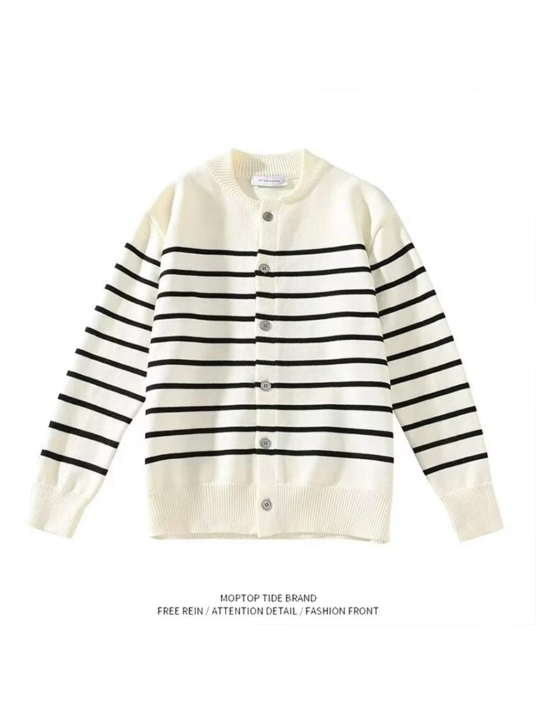 

Classic Striped Knitted Cardigan Casual Loose Fit Long Sve Men's Sweater Jaet Versatile Comfortable Autumn Wear