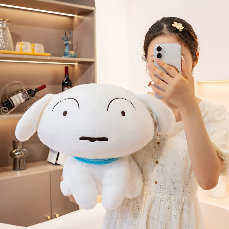 

Высокое качество с биркой, сидящие плюшевые игрушки Nohara Shiro, мультяшный карандаш Shin-chan, белая собака, плюшевая игрушка, приятная белая кукла-щенок, подарок