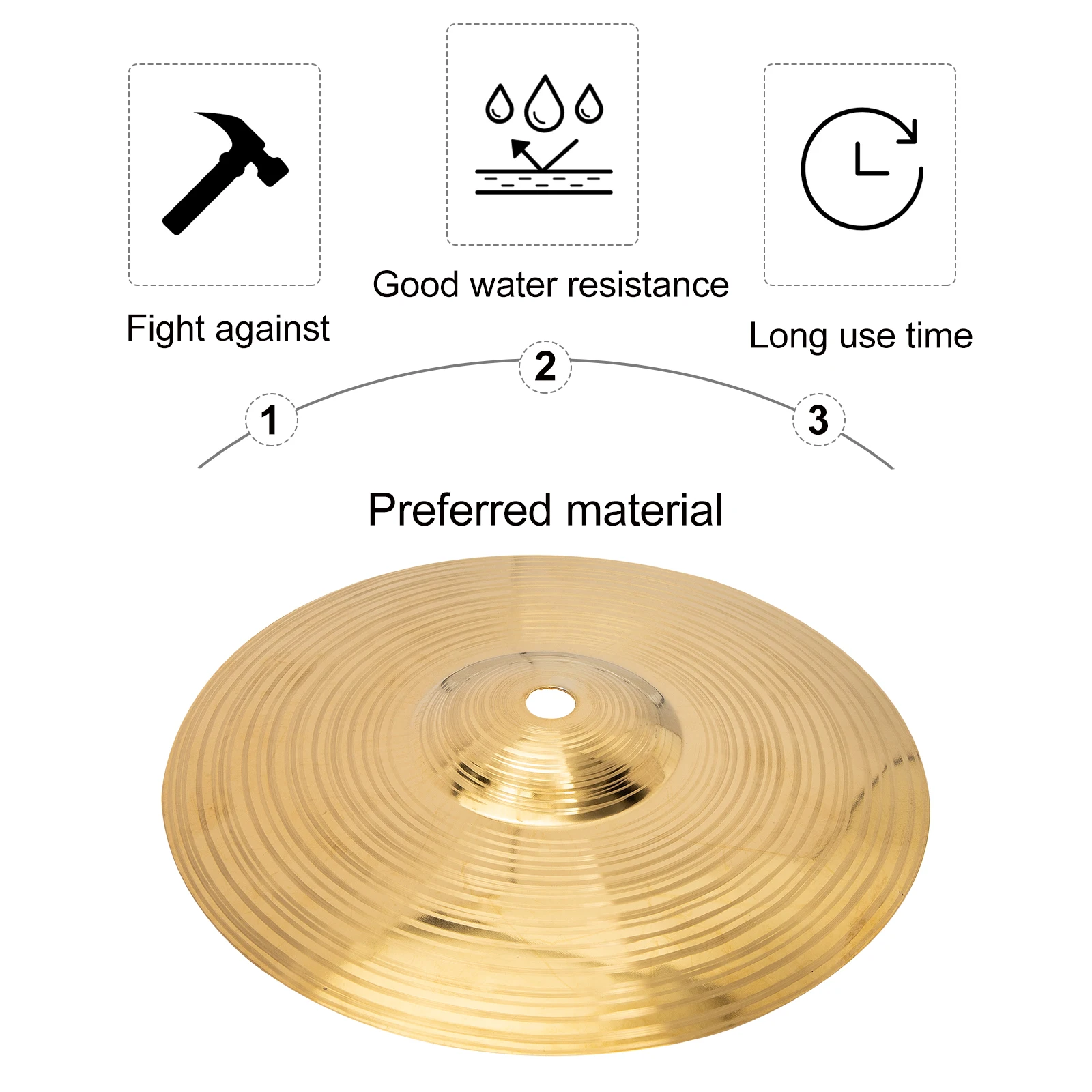 

Brass Cymbal Accessories for Drum Kit Percussion Instrument Replacement Parts Universal Fit All Sizes Sound Crash Cymbal