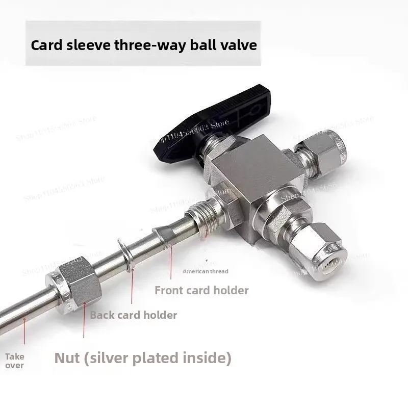 316 stainless steel ferrule three-way ball valve, ferrule valve 3mm switching valve 1/16 1/8 1/4 inch