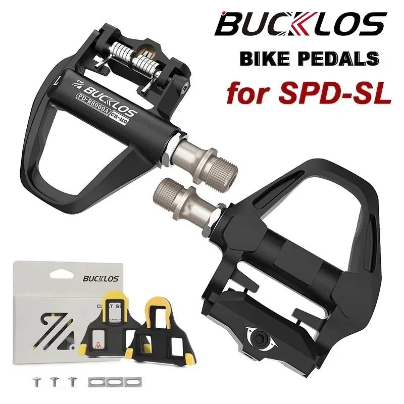 

BUCKLOS Bike Lock Pedals Bicycle Clipless Pedals for SPD-SL Road Bicycle Self-Locking Pedal with Cleats Cycling Accessories