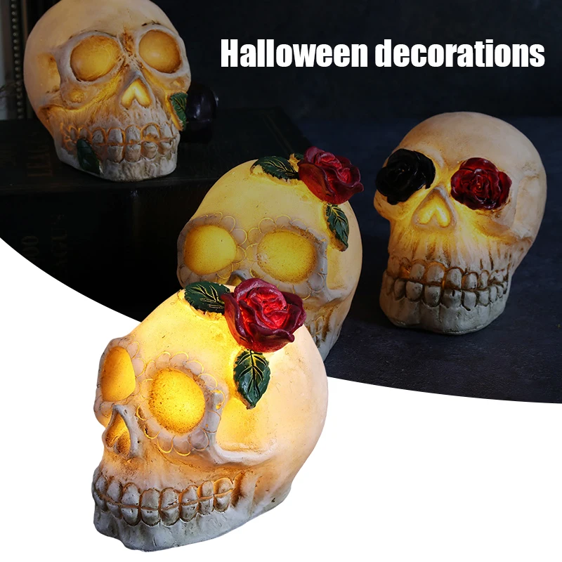 Cabezas de calavera de Halloween, decoración de esqueleto, estilo de Halloween, accesorio para mesa, escritorio, decoración del hogar y oficina