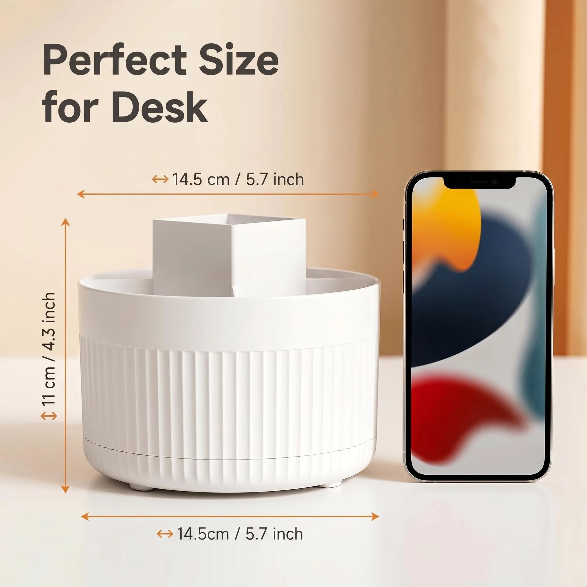 360 Rotating Plastic Desk Pen Organizer with 5 Slots, Dual-Purpose Art Supply Pencil Cup for Office, School, Home view 2